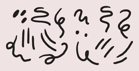 Hand Drawn Abstract Scribble Line Elements Collection