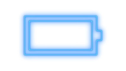 Neon battery icon on transparent background. charge level, power indicator, and energy status