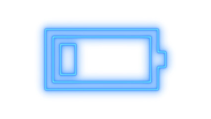 Neon low battery icon on transparent background. power indicator, energy level, and charge status