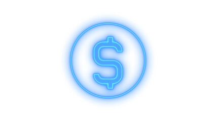 Neon dollar sign icon on transparent background. currency symbol, money exchange, and financial investment