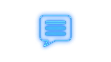 Neon message speech bubble icon on transparent background. chat symbol, communication sign and conversation ui element