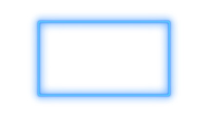 Neon rectangle frame icon on transparent background. glowing border, UI element, and futuristic highlight