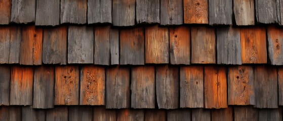 Rustic Wooden Shingles Texture: Aged Cedar Shakes Background