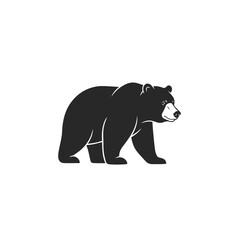 Majestic black bear silhouette walking side profile featuring subtle white line details on its powerful body and snout.