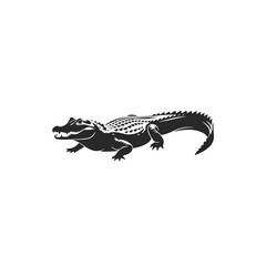 Naklejka premium Monochromatic alligator silhouette detailed scaly skin sharp teeth predatory stance.