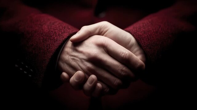Clasped Hands Symbolize Win-Win Cooperation