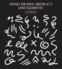 Hand Drawn Abstract Scribble Line Elements Collection