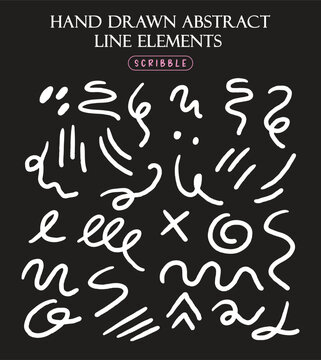 Hand Drawn Abstract Scribble Line Elements Collection