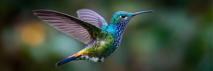 Obraz premium Majestic Beauty: Capturingthe Grace and Agility of aHummingbird in Flight Amidt Nature's Splendor