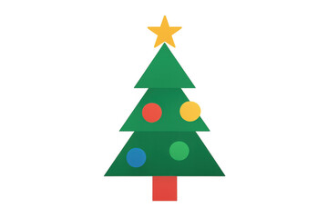 Obraz premium Christmas tree featuring minimalist design, presenting holiday decor and a cheerful seasonal spirit, isolated on transparent background