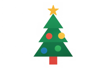 Christmas tree featuring minimalist design, presenting holiday decor and a cheerful seasonal spirit, isolated on transparent background