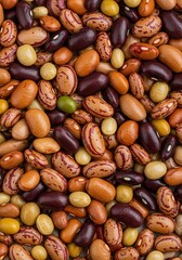 A vibrant assortment of various dried beans creating a rich, textured, and natural food background, perfect for culinary themes ,mixed ,staple ,texture
