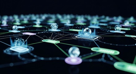 Abstract network of connections and data points
