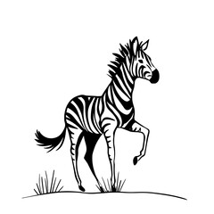 Obraz premium Zebra. Zebra simple black and white line art vector logo