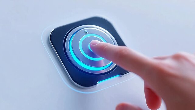 Futuristic button with blue light
