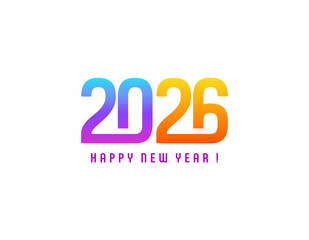 Minimalist 2026 Happy New Year Vector Illustration | Happy New Year 2026 Gradient Typography Design