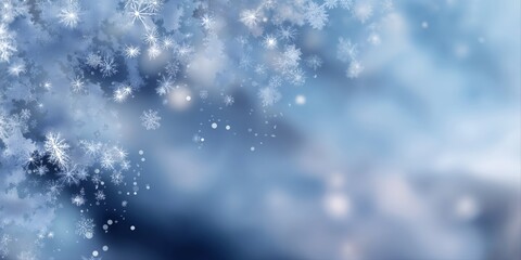 Fototapeta premium Sparkling snowflakes on a soft blue winter background
