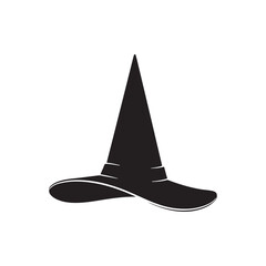 Fototapeta premium Classic Witch Hat silhouette vector flat illustration design on white background