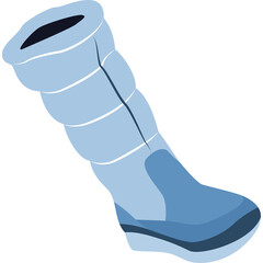 Light Blue Padded Winter Boot for Men with Contrasting Dark Blue Sole and White Stitching Detail on a Transparent Background