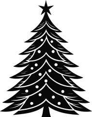 Minimalist Black and White Decorated Christmas Tree Icon

