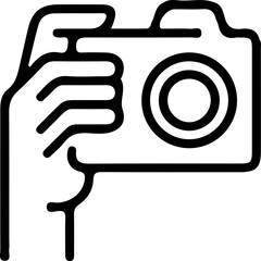 hand holding line camera icon  photography art vector illustration