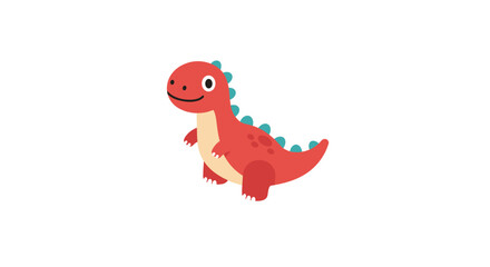 Obraz premium Cute red cartoon dinosaur with blue spikes on white background