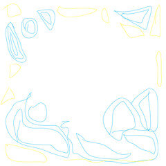 abstract pattern of curved lines in blue and yellow on a white background, template for a cover, wallpaper, children's clothing, and fabric