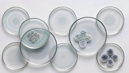 Petri Dishes with Microbial Cultures &mdash; Science and Laboratory Research Concept