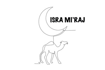 Isra mi'raj concept one-line drawing