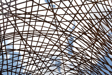Wooden landscaping structure in the garden