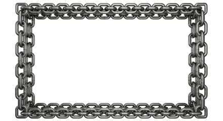 Heavy Metal Chain Link Frame Border Isolated on White Background
