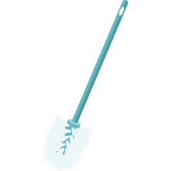 Light Blue Toilet Brush With White Bristles On A Transparent Background Isolated
