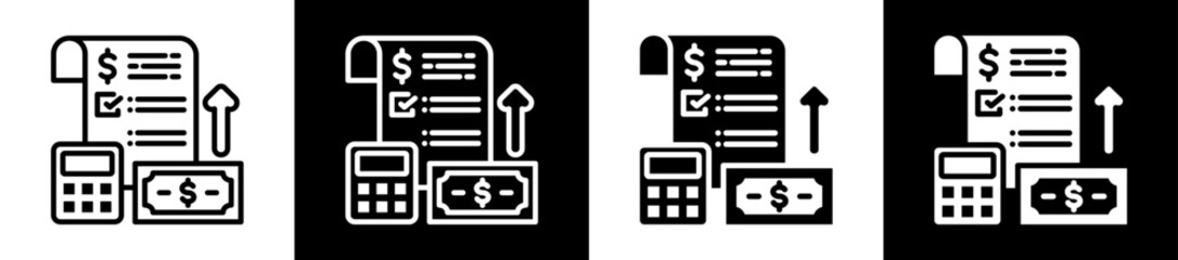 Account Payable Icon Set In Black And White Filled Style Collection