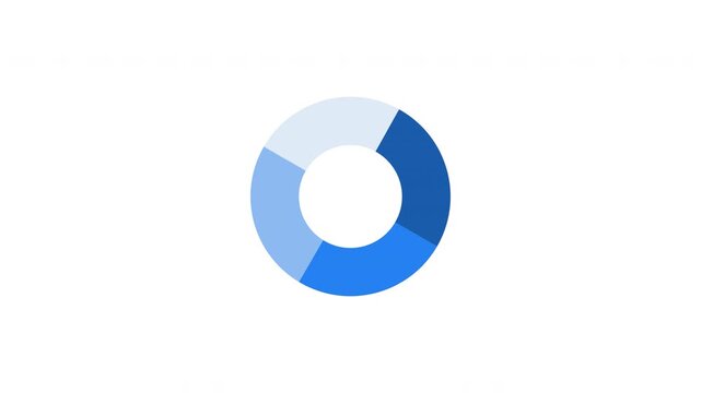 Rotating segment circle of varying blue shades loading icon animation. Animated loader isolated on white transparent. Web design component 4K video. Buffer, spinner, preloader. User interface element