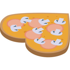 Heart Shaped Toast Topped With Ham And Mushroom Slices A Whimsical Breakfast Treat Against A White Background