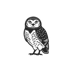 Naklejka premium Stylized Black and White Owl Vector Illustration.