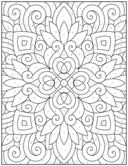 Detailed black and white abstract pattern with numbered sections for coloring activity