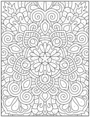 Intricate mandala coloring page with numbered sections for color by number activity