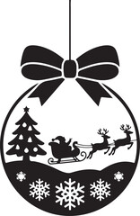 Black silhouette of Santa Claus carrying a gift sack, symbolizing the magic of Christmas