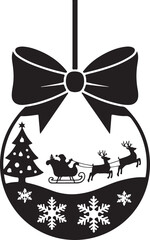 Black silhouette of Santa Claus carrying a gift sack, symbolizing the magic of Christmas
