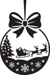 Black silhouette of Santa Claus carrying a gift sack, symbolizing the magic of Christmas