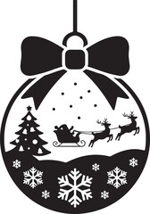 Black silhouette of Santa Claus carrying a gift sack, symbolizing the magic of Christmas