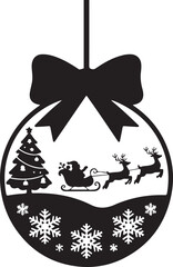 Black silhouette of Santa Claus carrying a gift sack, symbolizing the magic of Christmas