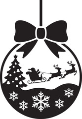 Black silhouette of Santa Claus carrying a gift sack, symbolizing the magic of Christmas.