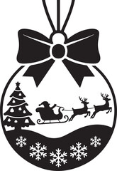 Black silhouette of Santa Claus carrying a gift sack, symbolizing the magic of Christmas