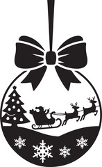 Black silhouette of Santa Claus carrying a gift sack, symbolizing the magic of Christmas.