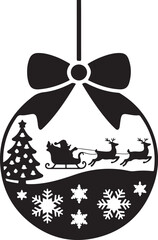 Black silhouette of Santa Claus carrying a gift sack, symbolizing the magic of Christmas.