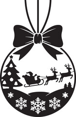 Black silhouette of Santa Claus carrying a gift sack, symbolizing the magic of Christmas.