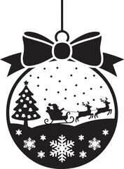 Black silhouette of Santa Claus carrying a gift sack, symbolizing the magic of Christmas.