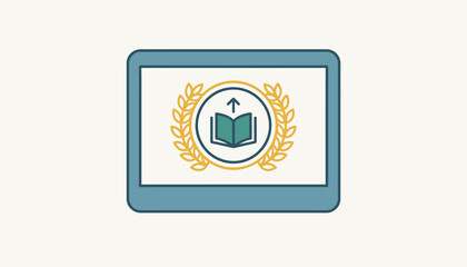 A digital badge or certificate of completion displayed on a computer screen symbolizing achievement in an online course or program.